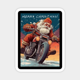 Santa Celebrate Christmas With Motorcycle Magnet