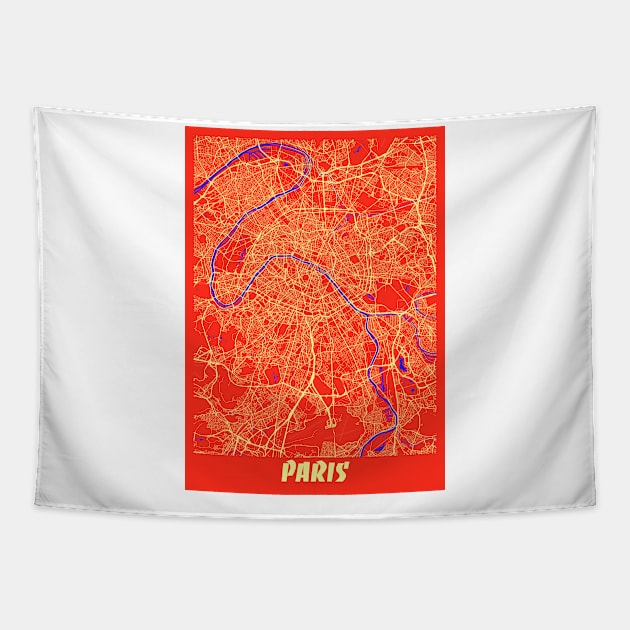 Paris - France Retro City Map Tapestry by PA City Map