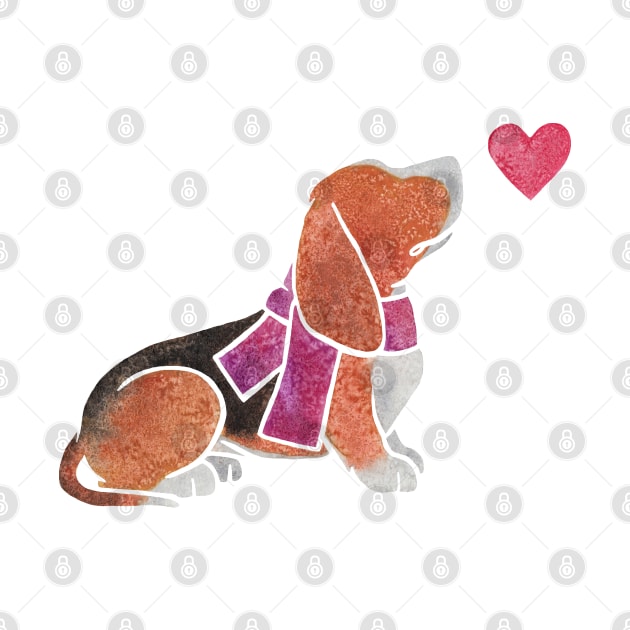 Watercolour Basset Hound by animalartbyjess