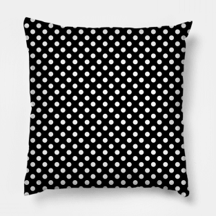 White Polka Dots on Black Background Pattern Pillow