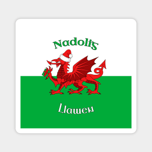 Nadolig Llawen - Christmas Welsh Dragon Flag Magnet