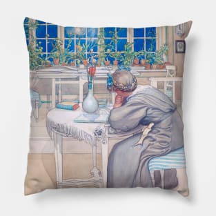 The Night Before the Trip to England by Carl Larsson Pillow