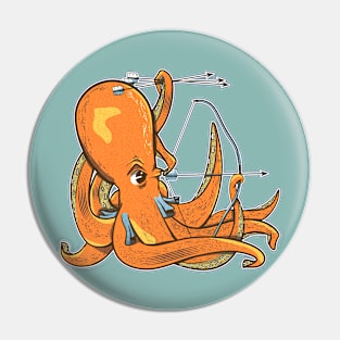 Octopus with a bow and arrow Pin