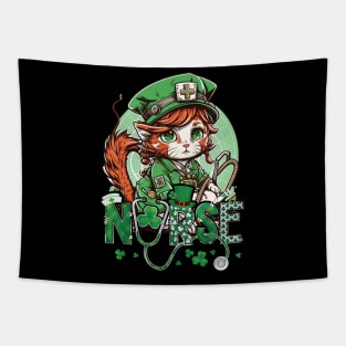 St Patricks Day Nurse Cat Leprechaun Lucky Green Proud Irish Tapestry