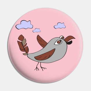 Sparrow Funny Character Crazy Bird Primitive Style Cartoon Pin