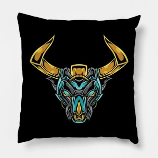 ornament green bull head Pillow