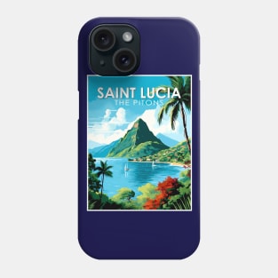 Saint Lucia The Pitons Travel and Tourism advertising Print Phone Case