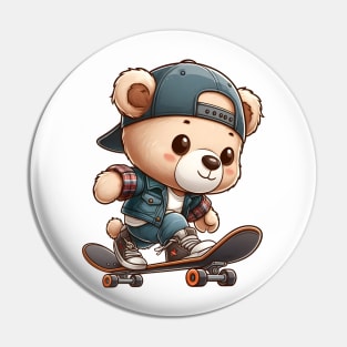 Cute Skater Bear Kawaii Pin
