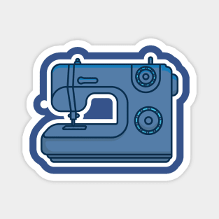 Modern Sewing Machine for Fabrics Sticker vector illustration. Equipment for creating clothes icon concept. Fashion industry and handmade sewing machine sticker design logo. Magnet