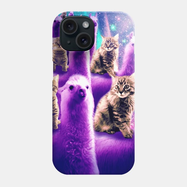 Outer Space Galaxy Kitty Cat Riding On Llama Phone Case by Random Galaxy