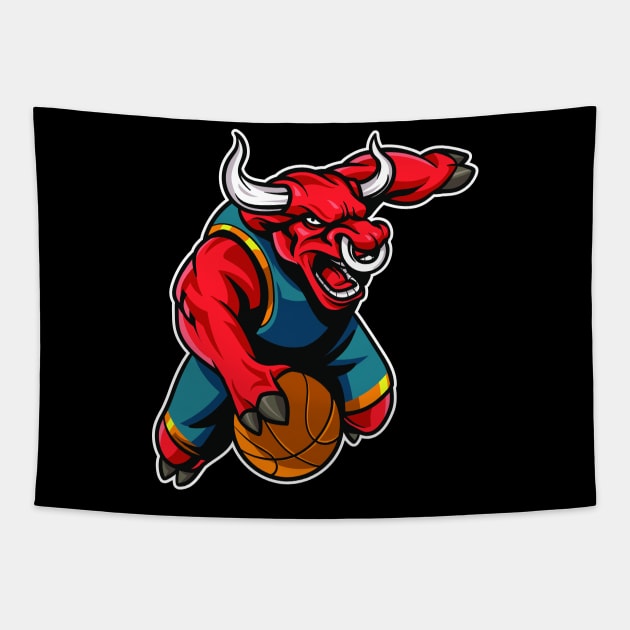 Bull Basketball Tapestry by CandD