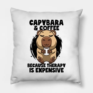 Capybara & Coffee Cute Capybara Zoology Zoo Animals Capybara Pillow