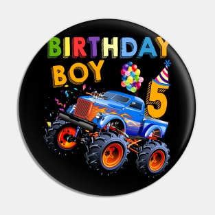 5th Birthday Boy Blaze 5 Year Old Monster Truck Pin