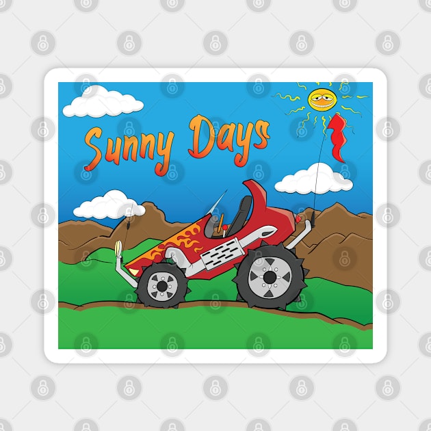 Sunny Days Red Offroad 4x4 Rock Crawler Truck Magnet by Dad n Son Designs