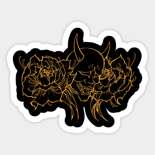Hannya Mask Peonies Japanese Sticker Teepublic