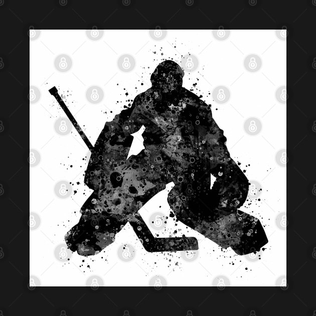 Ice Hockey Boy Goalie Black and White Silhouette by LotusGifts