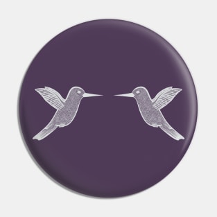 Hummingbirds in Love - cute and fun bird design - on purple Pin