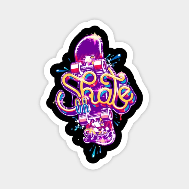 Neon Skate or Die Graphic Magnet by AdventureWizardLizard