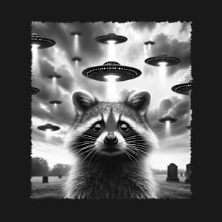 Cosmic Companions Raccoon UFO Tees for Those Who Dream Beyond T-Shirt