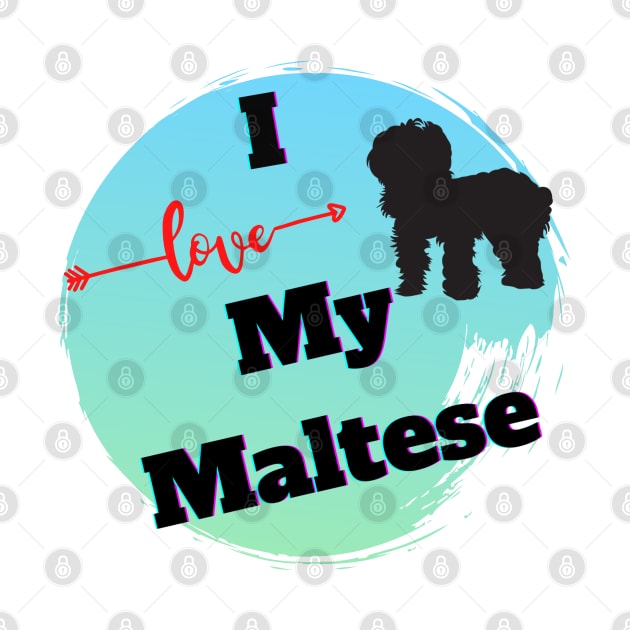 I love my Maltese, Maltese Silhouette by AdrianaHolmesArt