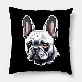 Grey 8-Bit Portrait Digital French Bulldog Pillow