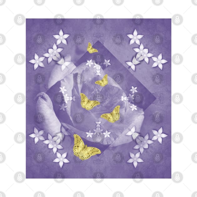 Secret Garden in Ultraviolet with Gold Butterflies by hereswendy