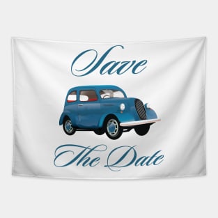 Save the Date vintage wedding car Tapestry