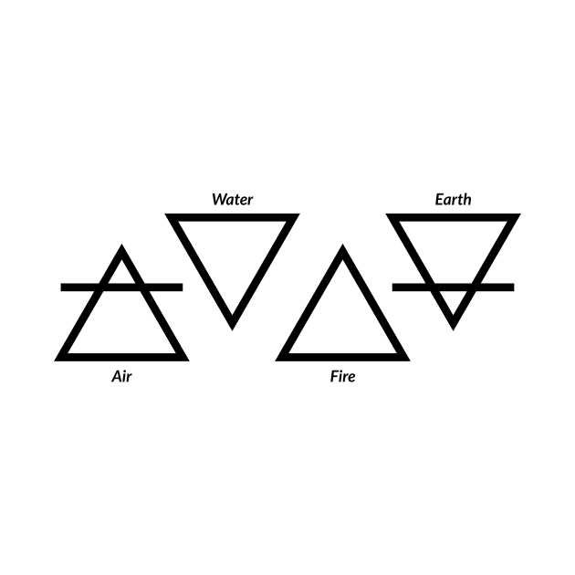 Air Fire Water Earth Four Elements Greek Triangle Symbols by teeleoshirts