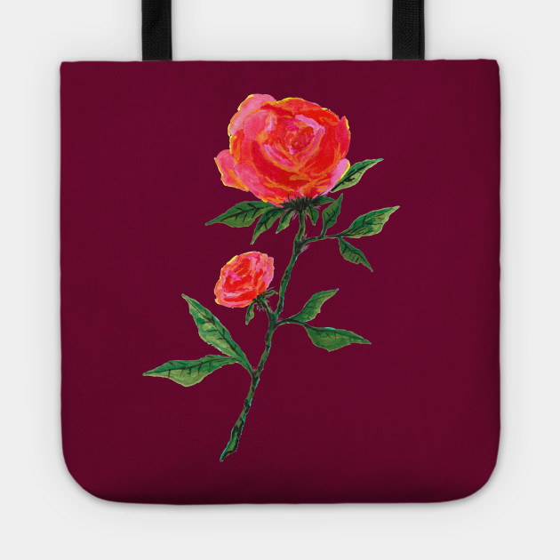 Red Rose Watercolor Wine Red Red Rose Tote Teepublic
