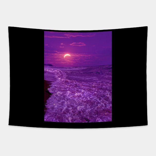 Moon Beach Tapestry by lyla_ab