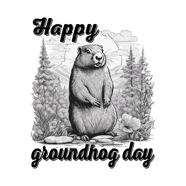 Happy Groundhog Day 2024 Groundhog Lover Funny Woodchuck by JUST PINK