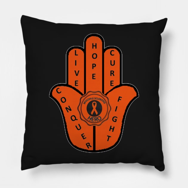 Multiple Sclerosis Hamsa Design Pillow by DerBayz