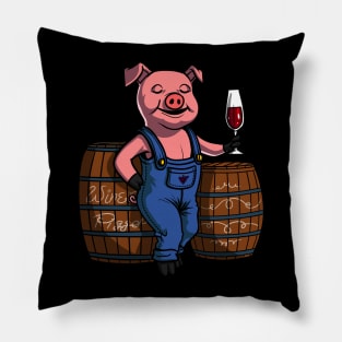 Funny Pig Wine Drinking Party Farm Pork Pillow