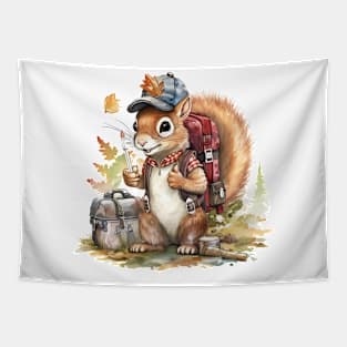 Watercolor Adventure Squirrel #4 Tapestry