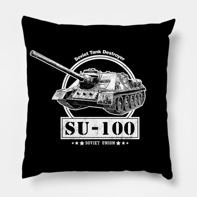 SU-100 Soviet WW2 Tank Destroyer Pillow by rycotokyo81