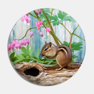 Active chipmunk in a spring time garden Pin