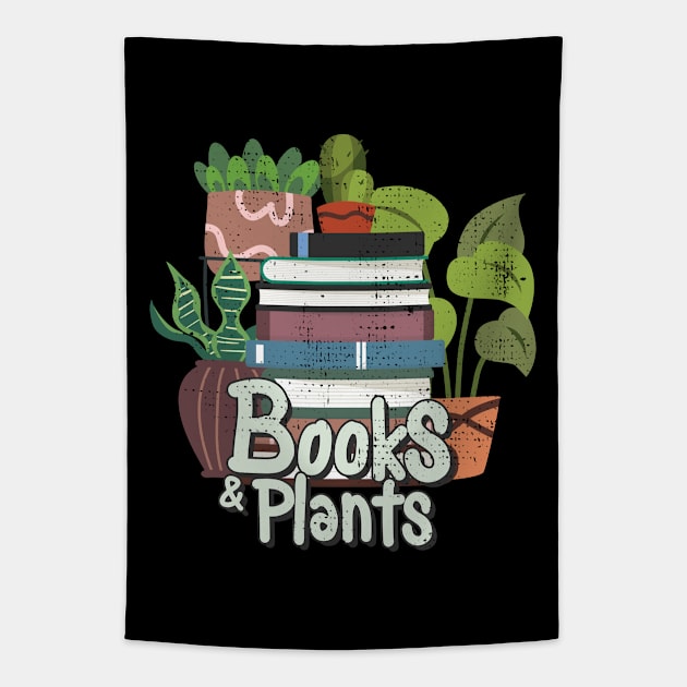 Books and plants Tapestry by ArtStopCreative