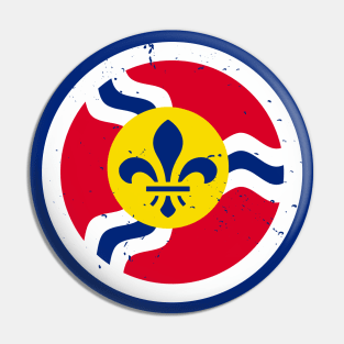 Retro St Louis Missouri City Flag // Vintage STL Grunge Emblem Pin