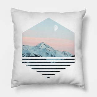 Pink sky and white mountains Pillow
