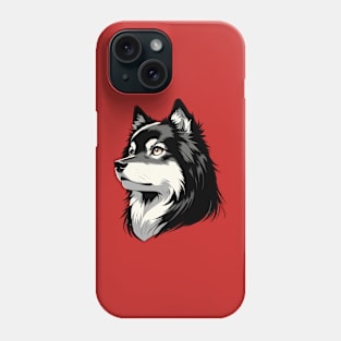 Stunning and Cool Finnish Spitz Monochrome and Gold Portrait for Father's Day Phone Case