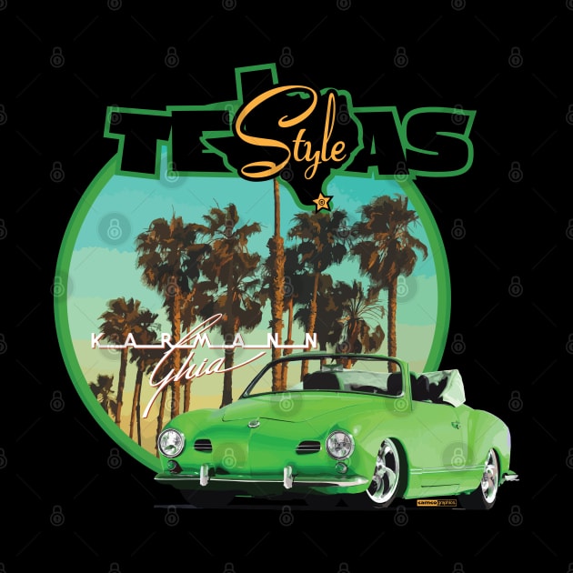 Texas-Style Karmann Ghia beach scene Green by CamcoGraphics