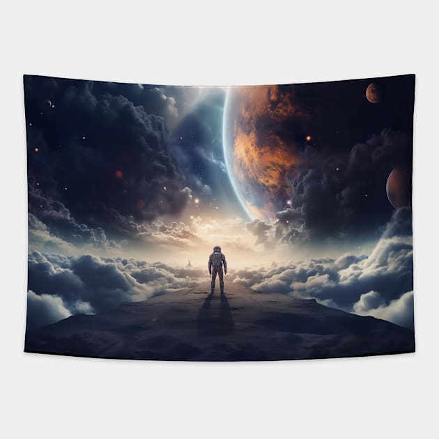 Astronaut Sci Fi Futuristic, Outer Space Universe Ethereal Magical Tapestry by Elysian Alcove