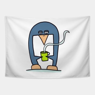Penguin with coffee Tapestry