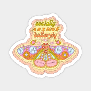 Socially Anxious Butterfly - 70s Butterfly Magnet