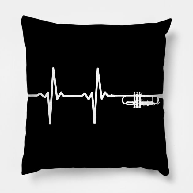 Trumpet Heartbeat Gift For Trumpeters & Trumpet Players Pillow by OceanRadar