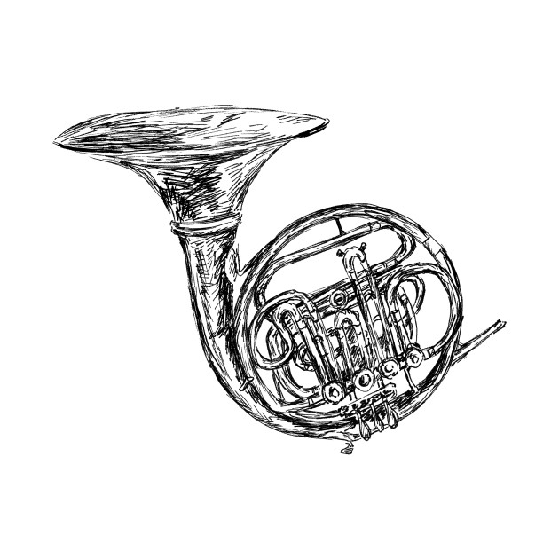 French Horn Sketch by rachelsfinelines