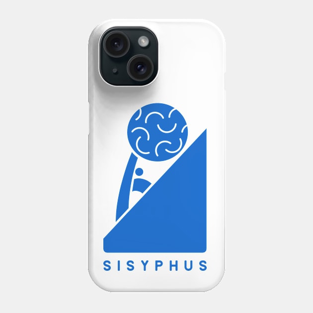 Sisyphus,Minimalist design for ancient Greek mythology fans in blue ink Phone Case by croquis design