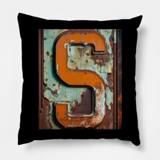 Rusty Letter S Antique Monogram Letter S Initial Alphabet Pillow