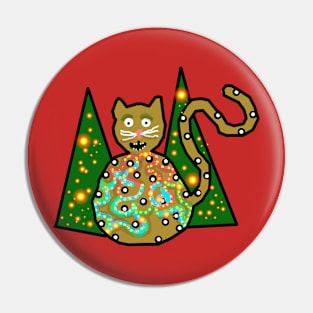 cat loves Christmas lights Pin