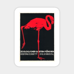 Zoologischer Garten Munchen Germany Munich Zoo Flamingo Vintage Travel Magnet